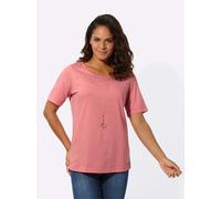 Kurzarmshirt CASUAL LOOKS "Ringelshirt", Damen, Gr. 44, rot (koralle, ecru, geringelt), 100% Baumwolle, gemustert, mehrfarbig, Rundhals, Shirts (94739942-44) koralle, ecru, geringelt