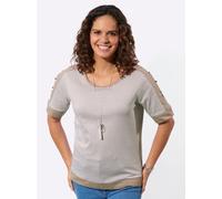 Kurzarmshirt CASUAL LOOKS "Ringelshirt", Damen, Gr. 48, sesam, weiß, geringelt, 100% Baumwolle, gemustert, gestreift, Rundhals, Shirts (52113408-48) sesam, weiß, geringelt