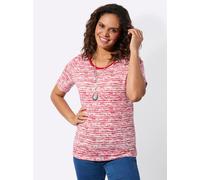 Kurzarmshirt CASUAL LOOKS "Rundhals-Shirt", Damen, Gr. 38, rot (erdbeere, flamingo, bedruckt), 100% Baumwolle, gemustert, mehrfarbig, Rundhals, Shirts (46156865-38) erdbeere, flamingo, bedruckt