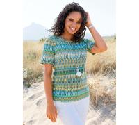 Kurzarmshirt CASUAL LOOKS "Rundhals-Shirt", Damen, Gr. 40, oliv, gelb, bedruckt, 100% Baumwolle, gemustert, mehrfarbig, Rundhals, Shirts (67798752-40) oliv, gelb, bedruckt