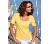 Kurzarmshirt CASUAL LOOKS "Shirt", Damen, Gr. 36, gelb, 100% Baumwolle, unifarben, eckiger Ausschnitt, Shirts (874035-36) gelb