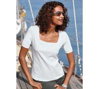 Kurzarmshirt CASUAL LOOKS "Shirt", Damen, Gr. 36, weiß, 100% Baumwolle, unifarben, eckiger Ausschnitt, Shirts (586900-36) weiß