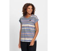 Kurzarmshirt CASUAL LOOKS "Shirt", Damen, Gr. 40, blau (taubenblau, ecru, bedruckt), 100% Baumwolle, bedruckt, gemustert, gestreift, mehrfarbig, Rundhals, Shirts (32691245-40) taubenblau, ecru, bedruc