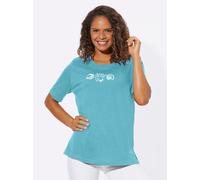 Kurzarmshirt CASUAL LOOKS "Shirt", Damen, Gr. 40, blau (türkis), 100% Baumwolle, bedruckt, gemustert, unifarben, Rundhals, Shirts (573309-40) türkis