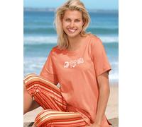 Kurzarmshirt CASUAL LOOKS "Shirt", Damen, Gr. 42, rot (apricot), 100% Baumwolle, bedruckt, gemustert, unifarben, Rundhals, Shirts (310755-42) apricot