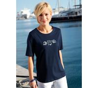 Kurzarmshirt CASUAL LOOKS "Shirt", Damen, Gr. 44, blau (marine), 100% Baumwolle, bedruckt, gemustert, unifarben, Rundhals, Shirts (219673-44) marine