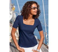 Kurzarmshirt CASUAL LOOKS "Shirt", Damen, Gr. 44, blau (marine), 100% Baumwolle, unifarben, eckiger Ausschnitt, Shirts (586439-44) marine