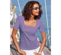 Sheego Kurzarmshirt mit Karree-Ausschnitt 44 lavendel