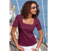 Kurzarmshirt CASUAL LOOKS "Shirt", Damen, Gr. 44, rot (bordeaux), 100% Baumwolle, unifarben, eckiger Ausschnitt, Shirts (357561-44) bordeaux