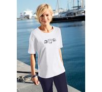 Kurzarmshirt CASUAL LOOKS "Shirt", Damen, Gr. 44, weiß, 100% Baumwolle, bedruckt, gemustert, unifarben, Rundhals, Shirts (219675-44) weiß