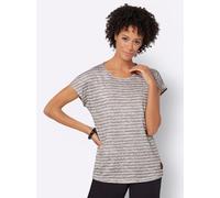 Kurzarmshirt CASUAL LOOKS "Shirt", Damen, Gr. 46, grau (taupe, ecru, geringelt), 50% Baumwolle, 50% Modal, gemustert, mehrfarbig, Rundhals, Shirts (18672913-46) taupe, ecru, geringelt
