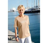 Kurzarmshirt CASUAL LOOKS "Shirt", Damen, Gr. 48, beige, 100% Baumwolle, bedruckt, gemustert, unifarben, Rundhals, Shirts (830273-48) beige