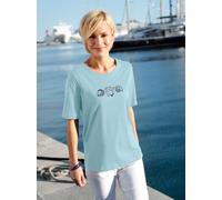 Kurzarmshirt CASUAL LOOKS "Shirt", Damen, Gr. 48, blau (hellblau), 100% Baumwolle, bedruckt, gemustert, unifarben, Rundhals, Shirts (310598-48) hellblau