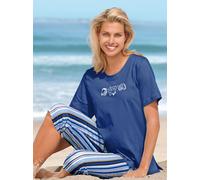 Kurzarmshirt CASUAL LOOKS "Shirt", Damen, Gr. 50, blau (royalblau), 100% Baumwolle, bedruckt, gemustert, unifarben, Rundhals, Shirts (830019-50) royalblau