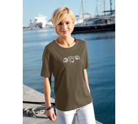 Kurzarmshirt CASUAL LOOKS "Shirt", Damen, Gr. 50, grün (oliv), 100% Baumwolle, bedruckt, gemustert, unifarben, Rundhals, Shirts (223098-50) oliv