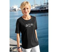 Kurzarmshirt CASUAL LOOKS "Shirt", Damen, Gr. 50, schwarz, 100% Baumwolle, bedruckt, gemustert, unifarben, Rundhals, Shirts (55754339-50) schwarz