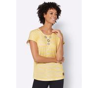 Kurzarmshirt CASUAL LOOKS "Shirt", Damen, Gr. 52, gelb (sonnengelb, ecru, geringelt), 50% Baumwolle, 50% Modal, gemustert, mehrfarbig, Rundhals, Shirts (42191468-52) sonnengelb, ecru, geringelt