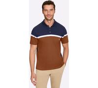 Kurzarmshirt CATAMARAN "Kurzarm-Poloshirt", Herren, Gr. 52/54, braun (marine, cognac, gestreift), 100% Baumwolle, gemustert, gestreift, Shirts (48132531-52) marine, cognac, gestreift