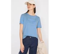 Kurzarmshirt CECIL, Damen, Gr. L (42), cloud blau, Jersey, Obermaterial: 50% Baumwolle, 50% Modal, bedruckt, normal hüftbedeckend, Rundhals, Shirts, mit Frontprint (78471739-L) cloud blau
