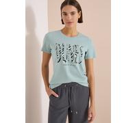 Kurzarmshirt CECIL, Damen, Gr. L (42), crystal mint, Jersey, Obermaterial: 100% Baumwolle, bedruckt, normal hüftbedeckend, Rundhals, abgesteppte Kante, Shirts, Sommershirt mit Frontprint (71365302-L)