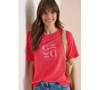 Kurzarmshirt CECIL, Damen, Gr. L (42), fresh rot, Jersey, Obermaterial: 55% Polyester, 45% Viskose, bedruckt, meliert, normal hüftbedeckend, Rundhals, abgesteppte Kante, Shirts, Sommershirt in Leinen-