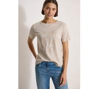 Kurzarmshirt CECIL, Damen, Gr. M (40), beige (cashmere beige), Jersey, Obermaterial: 100% Baumwolle, bedruckt, normal hüftbedeckend, Rundhals, abgesteppte Kante, Shirts, Sommershirt mit Print (2289291