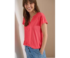 Kurzarmshirt CECIL, Damen, Gr. M (40), coral, Jersey, Obermaterial: 50% Baumwolle, 50% Modal, unifarben, normal hüftbedeckend, V-Ausschnitt, abgesteppte Kante, Shirts, Kurzarm Shirt im Tunika-Look (33