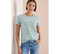 Kurzarmshirt CECIL, Damen, Gr. S (38), crystal mint, Jersey, Obermaterial: 100% Baumwolle, normal hüftbedeckend, Rundhals, abgesteppte Kante, Shirts, Sommershirt mit Folienprint (63262110-S) crystal m