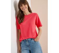 Cecil Kurzarmshirt NOS Solid Slubyarn – 100% Baumwolle, Rundhals – Damen S (38) Coral