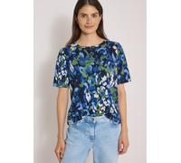 Kurzarmshirt CECIL, Damen, Gr. XL (44), bunt (urban dunkelblau), Jersey, Obermaterial: 100% Baumwolle, bedruckt, hüftbedeckend, Rundhals, abgesteppte Kante, Shirts, Sommershirt mit Boat Neck und Print