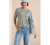 Kurzarmshirt CECIL, Damen, Gr. XL (44), macadamia beige, Jersey, Obermaterial: 65% Viskose, 35% Polyester, normal hüftbedeckend, U-Boot-Ausschnitt, abgesteppte Kante, Shirts, Sommershirt Shirt mit Knö