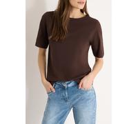 Cecil Kurzarmshirt Damen Rundhals 100% Baumwolle Jersey unifarben Macchiato Gr. XL