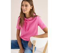 Kurzarmshirt CECIL, Damen, Gr. XS (36), pink (beetroot pink), Jersey, Obermaterial: 75% Baumwolle, 23% Polyester, 2% Elasthan, unifarben, normal hüftbedeckend, Rundhals, Shirts, in Two-Tone-Optik (740