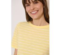 Kurzarmshirt CECIL, Damen, Gr. XXL (46), buttermilk gelb, Jersey, Obermaterial: 100% Baumwolle, gestreift, normal hüftbedeckend, Rundhals, abgesteppte Kante, Shirts, Sommershirt mit Streifen (54794648