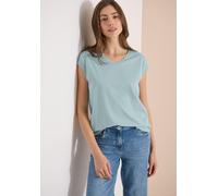 Kurzarmshirt CECIL, Damen, Gr. XXL (46), crystal mint, Jersey, Obermaterial: 50% Baumwolle, 50% Modal, unifarben, normal hüftbedeckend, V-Ausschnitt, abgesteppte Kante, Shirts, Sommershirt mit V-Neck