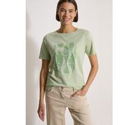 Kurzarmshirt CECIL, Damen, Gr. XXL (46), grün (raw matcha lime), Jersey, Obermaterial: 100% Baumwolle, bedruckt, normal hüftbedeckend, Rundhals, abgesteppte Kante, Shirts, Sommershirt mit Print (91392