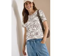 Cecil Kurzarmshirt CECIL Damen Rundhals Jersey, bedruckt 100% Baumwolle XXL (46) light alabaster