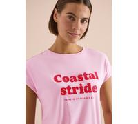 Kurzarmshirt CECIL, Damen, Gr. XXL (46), light blush rose, Jersey, Obermaterial: 50% Baumwolle, 50% Modal, bedruckt, normal hüftbedeckend, U-Boot-Ausschnitt, abgesteppte Kante, Shirts, Sommershirt mit