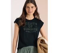 Kurzarmshirt CECIL, Damen, Gr. XXL (46), palm breeze grün, Jersey, Obermaterial: 50% Baumwolle, 50% Modal, unifarben, normal hüftbedeckend, Rundhals, abgesteppte Kante, Shirts, Sommershirt mit Rundhal