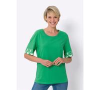Kurzarmshirt CLASSIC BASICS "Kurzarm-Shirt", Damen, Gr. 38, grün (grasgrün, weiß), 100% Baumwolle, bedruckt, gemustert, mehrfarbig, Rundhals, Shirts (45589664-38) grasgrün, weiß