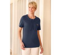 Kurzarmshirt CLASSIC BASICS "Kurzarm-Shirt", Damen, Gr. 42, blau (dunkelblau), 100% Baumwolle, unifarben, Rundhals, Shirts (64078032-42) dunkelblau