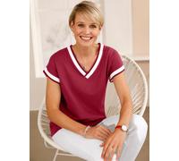 Kurzarmshirt CLASSIC BASICS "Kurzarm-Shirt", Damen, Gr. 44, rot (kirsche), 100% Baumwolle, unifarben, V-Ausschnitt, Shirts, Topseller (73891950-44) kirsche