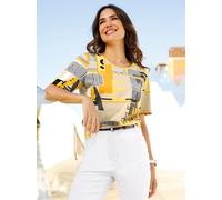 Kurzarmshirt CLASSIC BASICS "Kurzarm-Shirt", Damen, Gr. 52, gelb (ocker, sand, bedruckt), 100% Baumwolle, gemustert, mehrfarbig, Shirts (11598552-52) ocker, sand, bedruckt