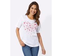 Kurzarmshirt CLASSIC BASICS "Kurzarm-Shirt", Damen, Gr. 54, pink (weiß, pink), 100% Baumwolle, bedruckt, gemustert, mehrfarbig, Rundhals, Shirts (88149869-54) weiß, pink