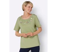 Kurzarmshirt CLASSIC BASICS "Rundhals-Shirt", Damen, Gr. 48, bunt (lindgrün, himmelblau), 100% Baumwolle, geblümt, gemustert, mehrfarbig, Rundhals, Shirts (97280766-48) lindgrün, himmelblau