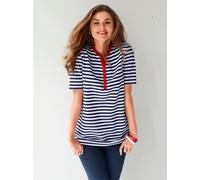Kurzarmshirt CLASSIC BASICS "Shirt", Damen, Gr. 38, bunt (weiß, marine, gestreift), 100% Baumwolle, gemustert, mehrfarbig, Rundhals, Shirts (64597238-38) weiß, marine, gestreift