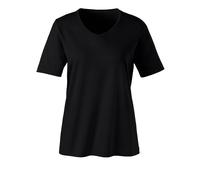 Kurzarmshirt CLASSIC BASICS "Shirt", Damen, Gr. 42, schwarz, 100% Baumwolle, unifarben, V-Ausschnitt, Shirts (496416-42) schwarz