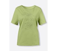 Kurzarmshirt CLASSIC BASICS "Shirt", Damen, Gr. 46, grün (kiwi), 100% Baumwolle, geblümt, unifarben, Rundhals, Shirts (41511560-46) kiwi