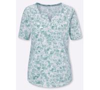Kurzarmshirt CLASSIC BASICS "Shirt", Damen, Gr. 54, grün (kalkmint, mint, bedruckt), 100% Baumwolle, gemustert, mehrfarbig, V-Ausschnitt, Shirts (47195033-54) kalkmint, mint, bedruckt
