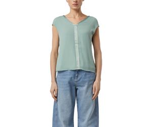 Kurzarmshirt COMMA, Damen, Gr. 36, grün (mint), Single Jersey, Obermaterial: 93% Viskose, 7% Elasthan. Futter: 93% Viskose, 7% Elasthan, unifarben, tailliert hüftbedeckend, V-Ausschnitt, Shirts, mit V